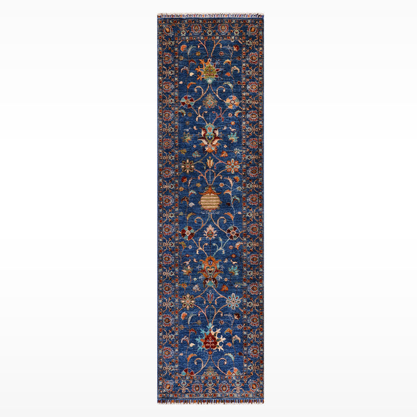 Sultani Binbirgece Yolluk Orijinal El Dokuması Lacivert Kök Boya Yün Halı 0.83x255 2.12 Metrekare - 3x8 ft