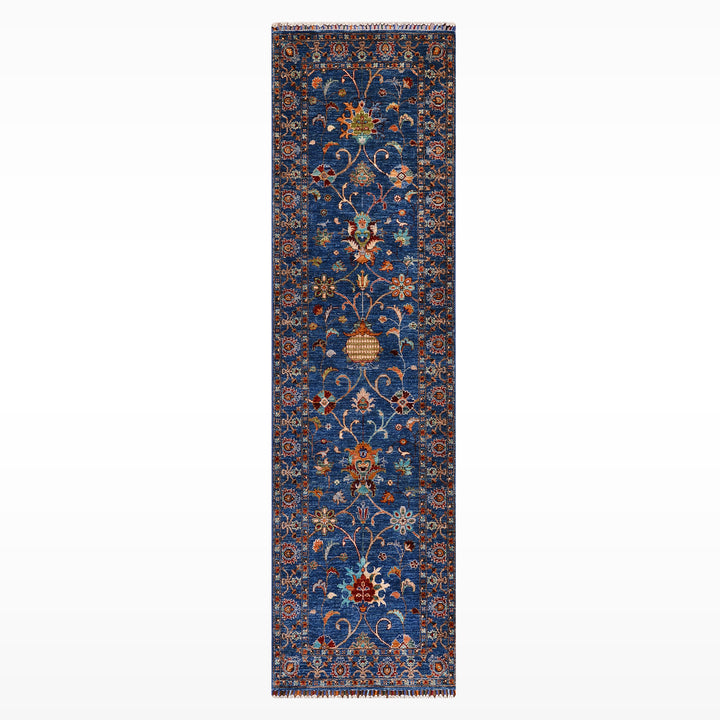 Sultani Binbirgece Yolluk Orijinal El Dokuması Lacivert Kök Boya Yün Halı 0.83x255 2.12 Metrekare - 3x8 ft