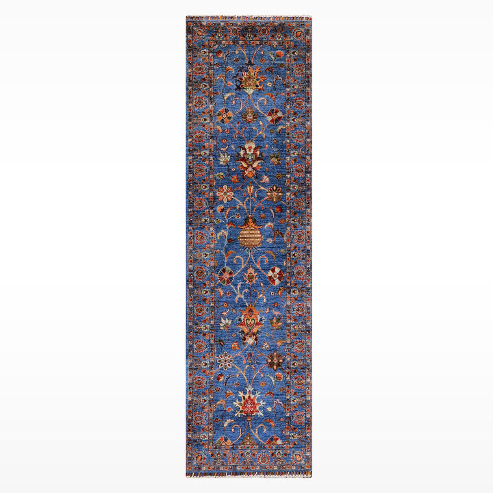 Sultani Binbirgece Yolluk Orijinal El Dokuması Lacivert Kök Boya Yün Halı 0.83x259 2.15 Metrekare - 3x8 ft