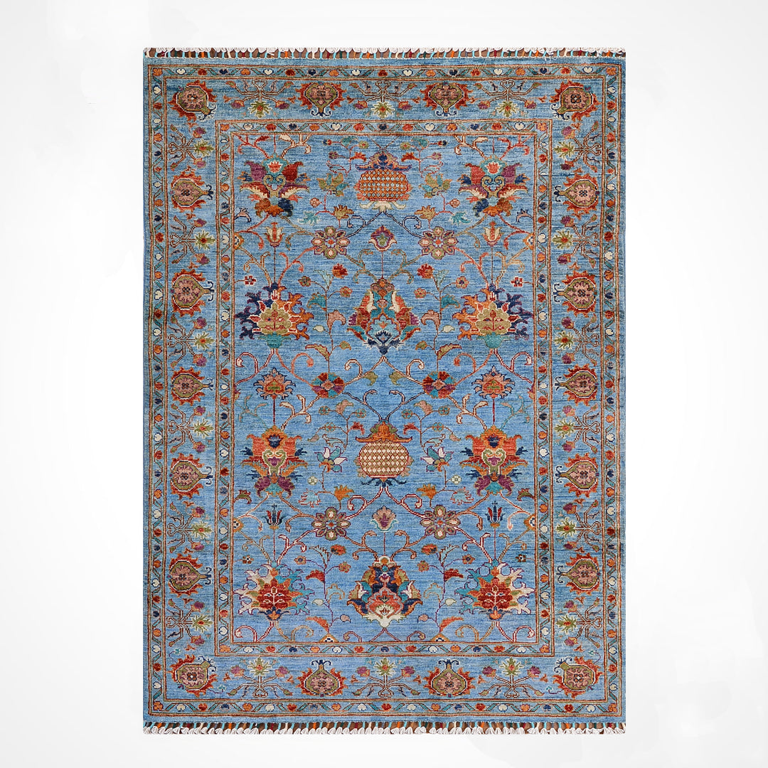 Sultani Binbirgece Orijinal El Dokuması Mavi Kök Boya Yün Halı 120x180 2.16 Metrekare - 4x6 ft