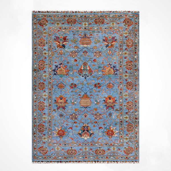 Sultani Binbirgece Orijinal El Dokuması Mavi Kök Boya Yün Halı 120x180 2.16 Metrekare - 4x6 ft