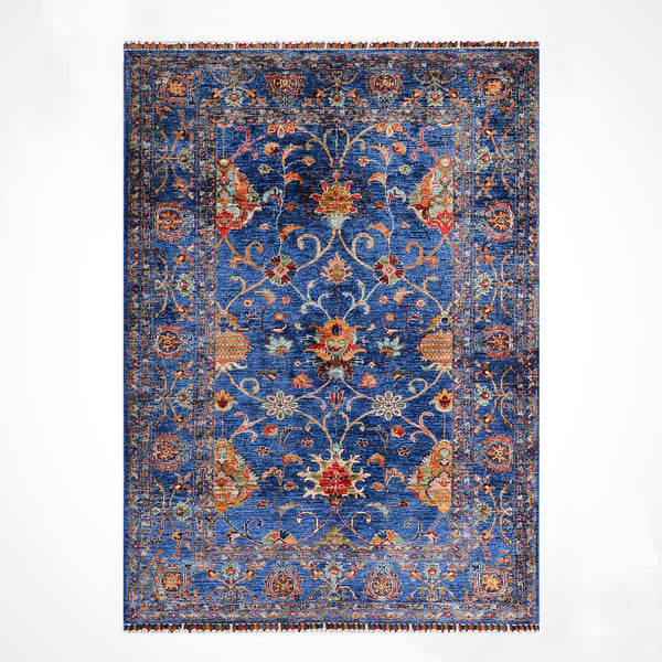 Sultani Binbirgece Orijinal El Dokuması Lacivert Kök Boya Yün Halı 125x182 2.28 Metrekare - 4x6 ft