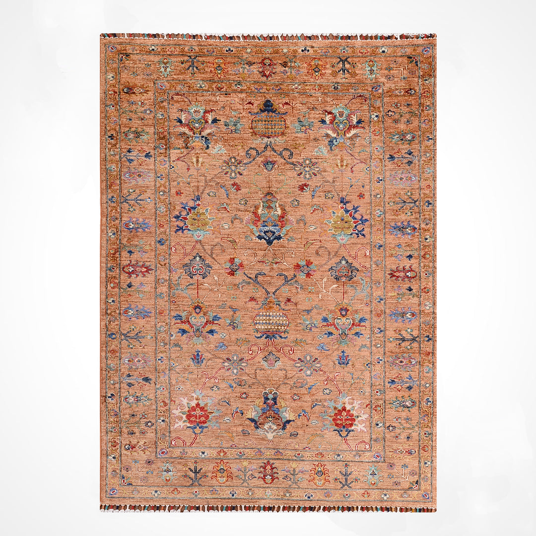 Sultani Binbirgece Orijinal El Dokuması Turuncu Kök Boya Yün Halı 120x177 2.12 Metrekare - 4x6 ft