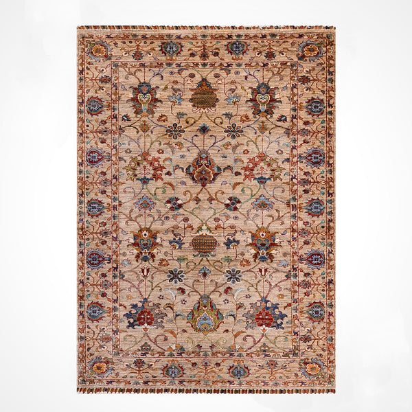 Sultani Binbirgece Orijinal El Dokuması Bej Kök Boya Yün Halı 121x180 2.18 Metrekare - 4x6 ft