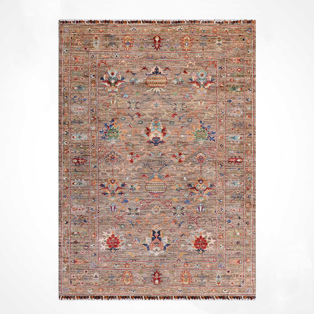 Sultani Binbirgece Orijinal El Dokuması Bej Kök Boya Yün Halı 122x178 2.17 Metrekare - 4x6 ft