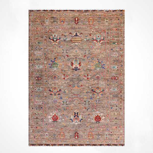 Sultani Binbirgece Orijinal El Dokuması Bej Kök Boya Yün Halı 122x178 2.17 Metrekare - 4x6 ft