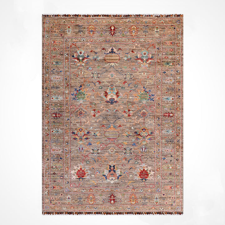 Sultani Binbirgece Orijinal El Dokuması Bej Kök Boya Yün Halı 122x178 2.17 Metrekare - 4x6 ft