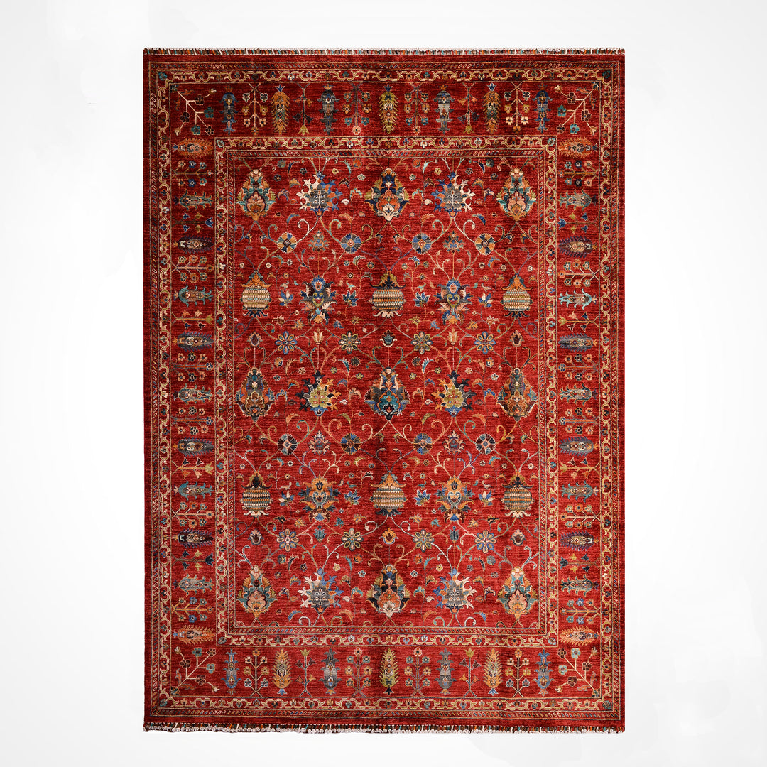 Sultani Binbirgece Orijinal El Dokuması Kırmızı Kök Boya Yün Halı 253x307 7.77 Metrekare - 8x10 ft