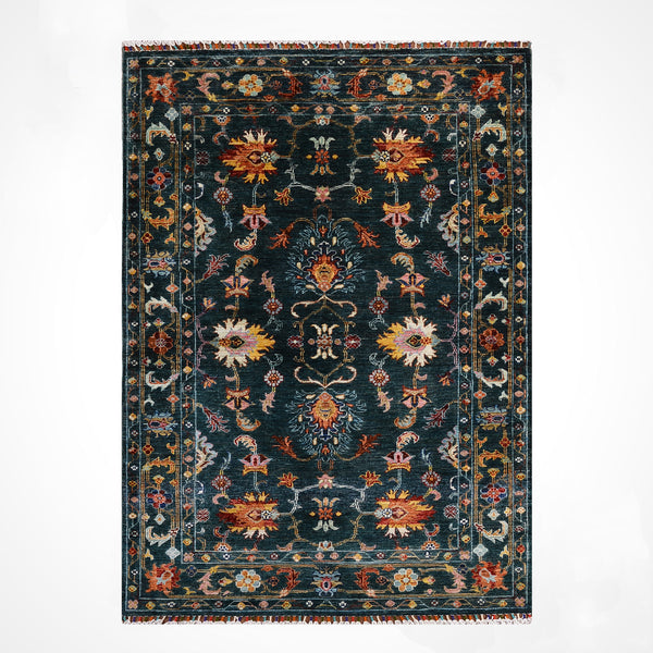 Sultani Binbirgece Orijinal El Dokuması Yeşil Kök Boya Yün Halı 124x190 2.36 Metrekare - 4x6 ft