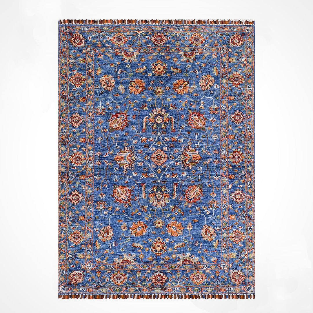 Sultani Binbirgece Orijinal El Dokuması Mavi Kök Boya Yün Halı 0.96x150 1.44 Metrekare - 3x5 ft