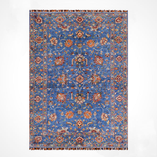 Sultani Binbirgece Orijinal El Dokuması Mavi Kök Boya Yün Halı 0.96x150 1.44 Metrekare - 3x5 ft