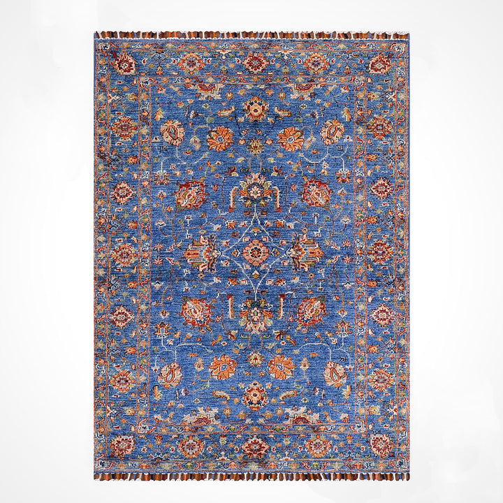 Sultani Binbirgece Orijinal El Dokuması Mavi Kök Boya Yün Halı 0.96x150 1.44 Metrekare - 3x5 ft
