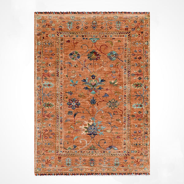 Sultani Binbirgece Orijinal El Dokuması Turuncu Kök Boya Yün Halı 101x152 1.54 Metrekare - 3x5 ft