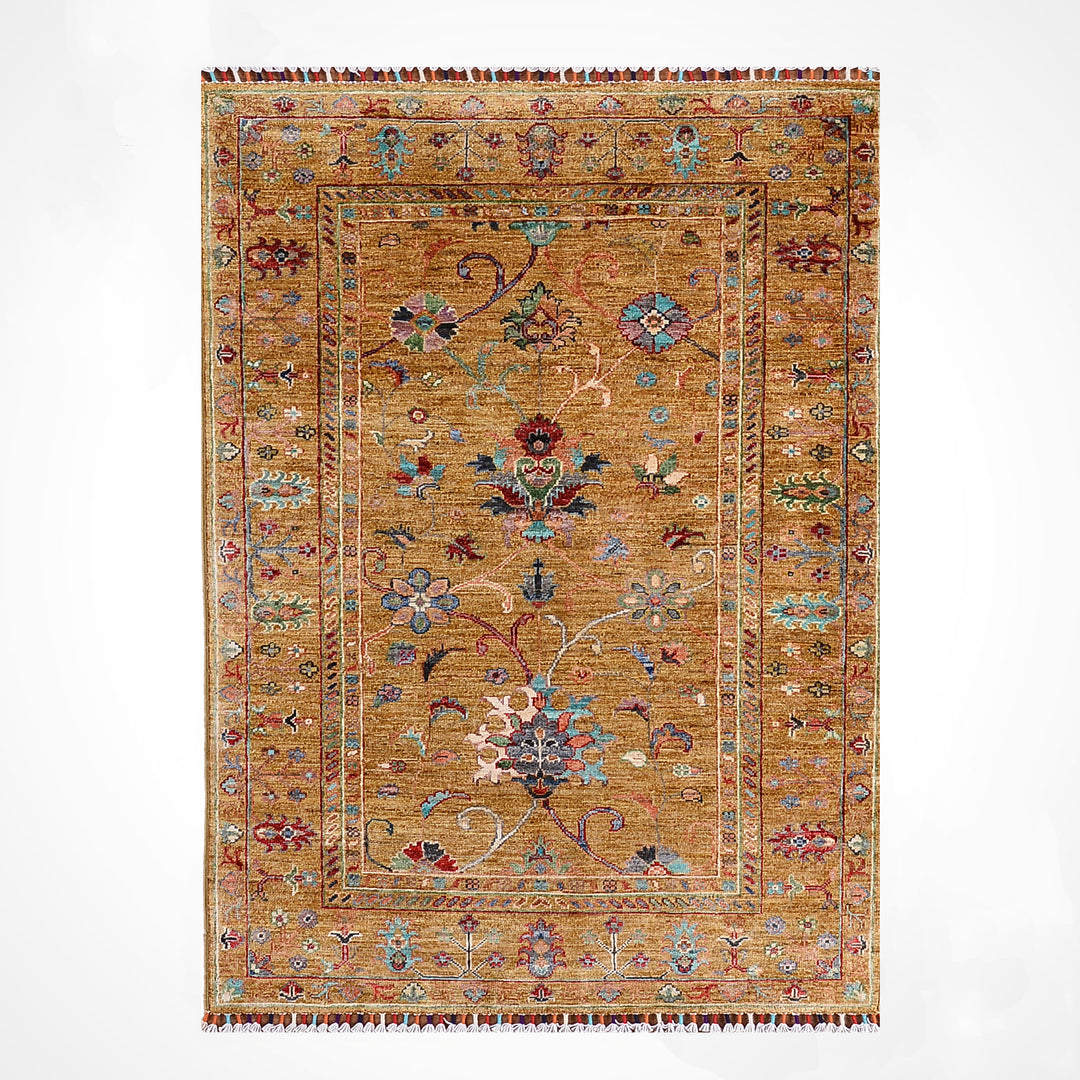 Sultani Binbirgece Orijinal El Dokuması Yeşil Kök Boya Yün Halı 100x151 1.51 Metrekare - 3x5 ft