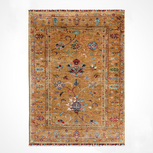 Sultani Binbirgece Orijinal El Dokuması Yeşil Kök Boya Yün Halı 100x151 1.51 Metrekare - 3x5 ft