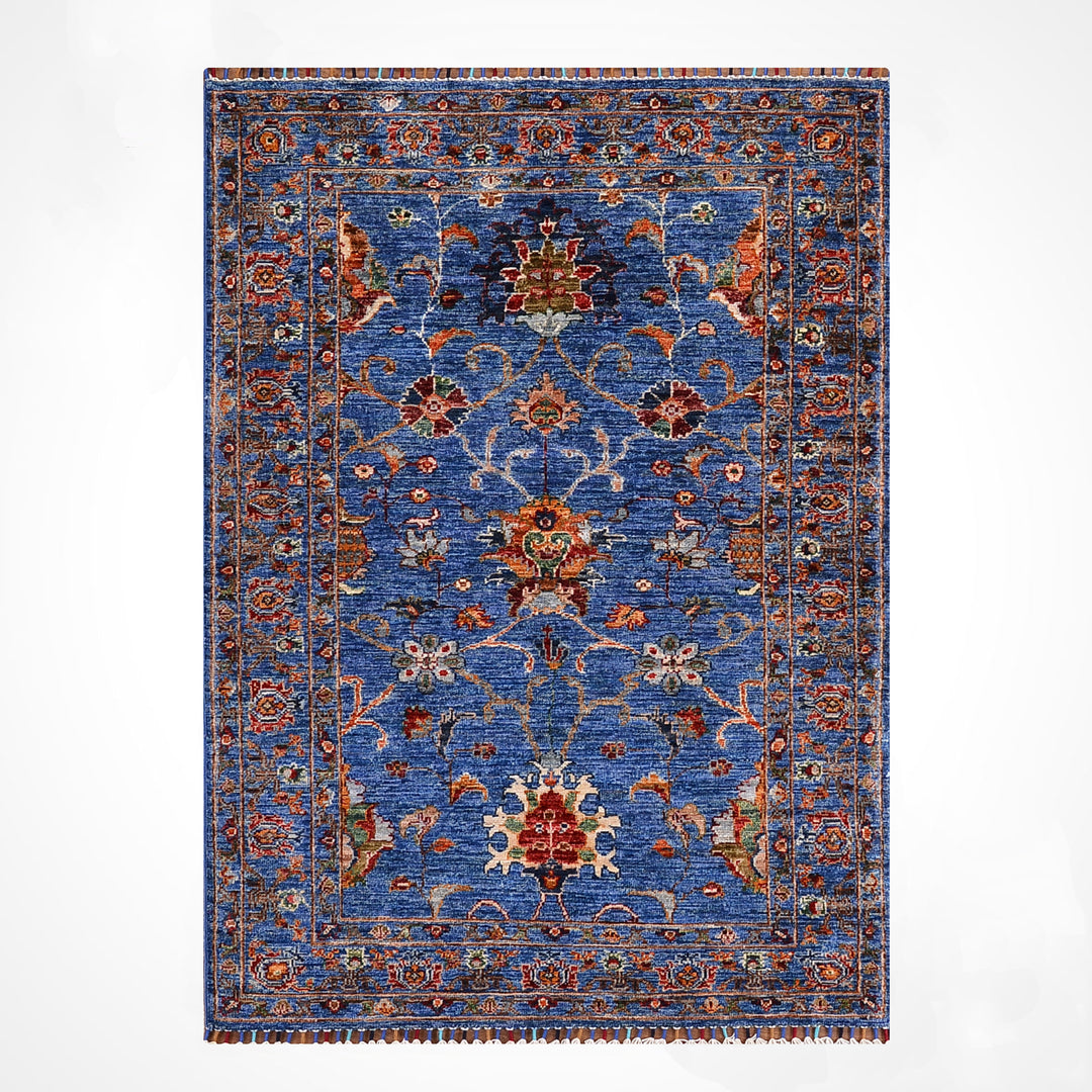 Sultani Binbirgece Orijinal El Dokuması Mavi Kök Boya Yün Halı 106x154 1.63 Metrekare - 3x5 ft