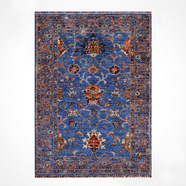 Sultani Binbirgece Orijinal El Dokuması Mavi Kök Boya Yün Halı 106x154 1.63 Metrekare - 3x5 ft