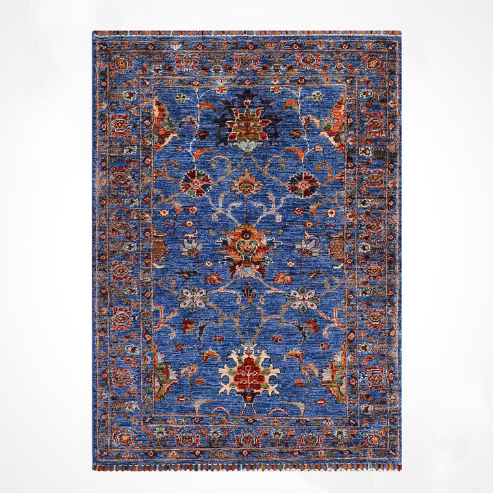 Sultani Binbirgece Orijinal El Dokuması Mavi Kök Boya Yün Halı 106x154 1.63 Metrekare - 3x5 ft