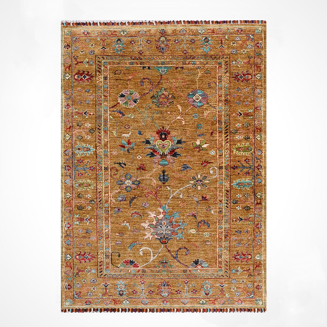 Sultani Binbirgece Orijinal El Dokuması Yeşil Kök Boya Yün Halı 102x150 1.53 Metrekare - 3x5 ft
