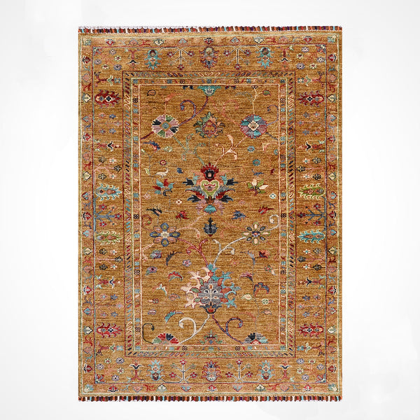 Sultani Binbirgece Orijinal El Dokuması Yeşil Kök Boya Yün Halı 102x150 1.53 Metrekare - 3x5 ft