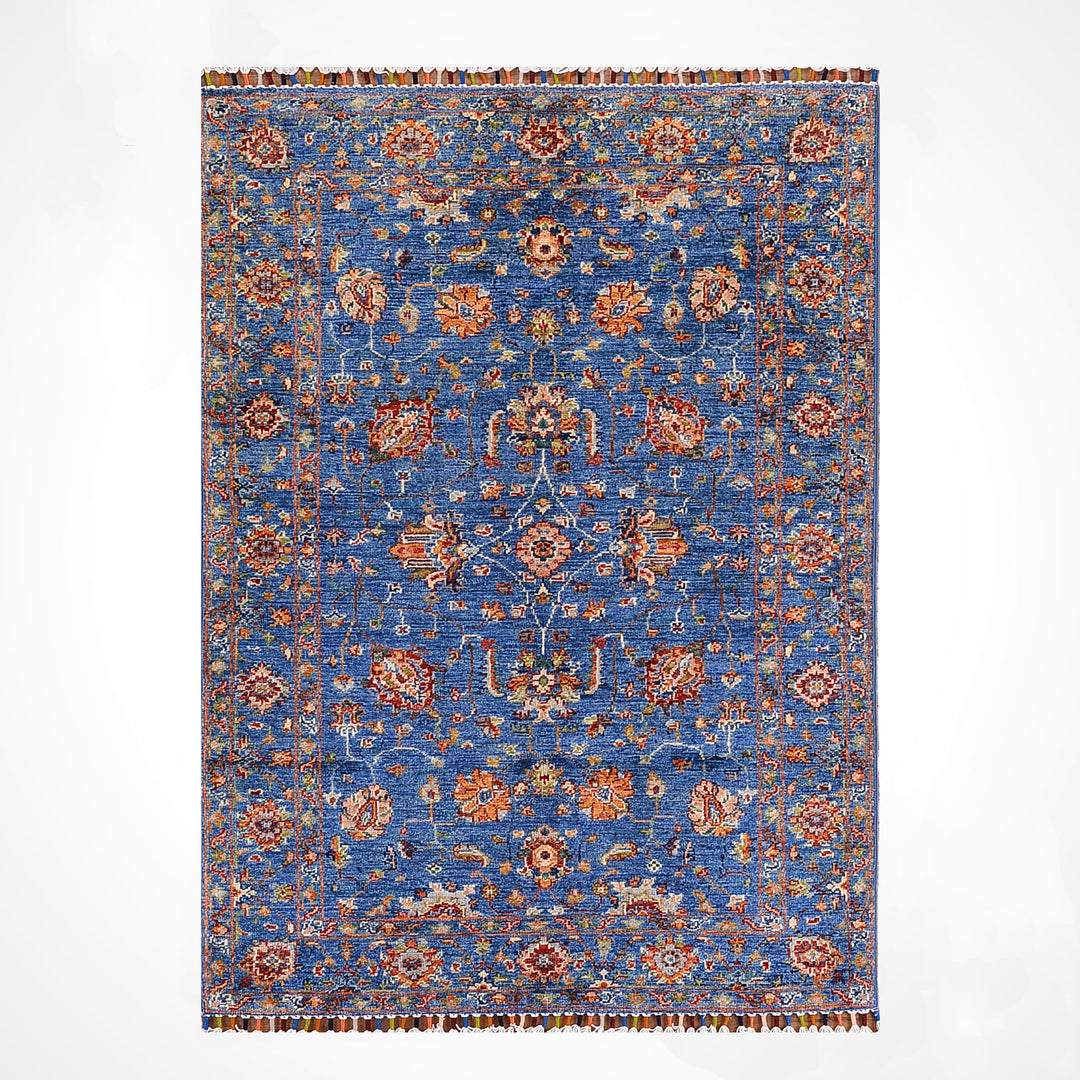 Sultani Binbirgece Orijinal El Dokuması Mavi Kök Boya Yün Halı 0.98x150 1.47 Metrekare - 3x5 ft