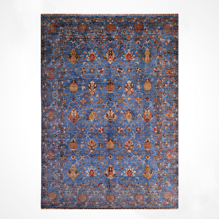 Sultani Binbirgece Orijinal El Dokuması Mavi Kök Boya Yün Halı 245x305 7.47 Metrekare - 7x10 ft