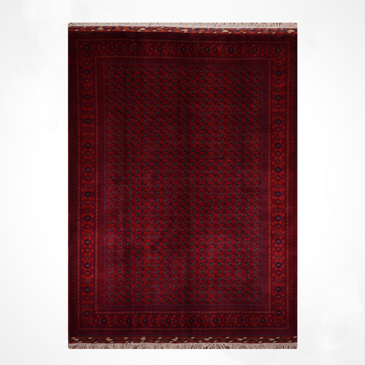 Afghan Rug Beljik Bukhara Original Hand-woven Vegetable Dye Wool 249x347 8.64 Square Meters - 8x12 ft