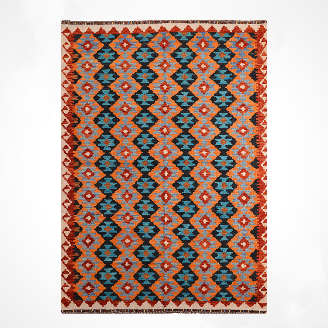 El Dokuma Orijinal Afgan Yün Kilim Multi 194x295 5.72 Metrekare - 7x10 ft