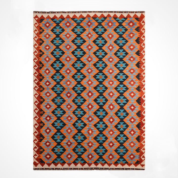 El Dokuma Orijinal Afgan Yün Kilim Multi 194x295 5.72 Metrekare - 7x10 ft