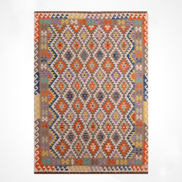 El Dokuma Orijinal Afgan Yün Kilim Multi 201x297 5.97 Metrekare - 7x10 ft