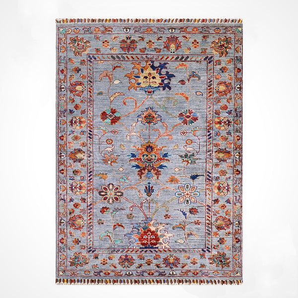Sultani Binbirgece Orijinal El Dokuması Gri Kök Boya Yün Halı 0.92x139 1.28 Metrekare - 3x4 ft