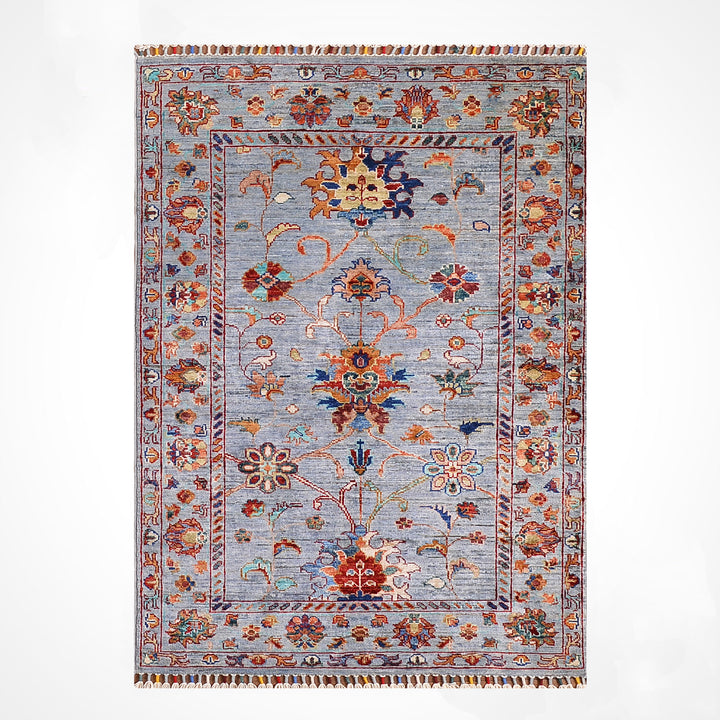 Sultani Binbirgece Orijinal El Dokuması Gri Kök Boya Yün Halı 0.92x139 1.28 Metrekare - 3x4 ft