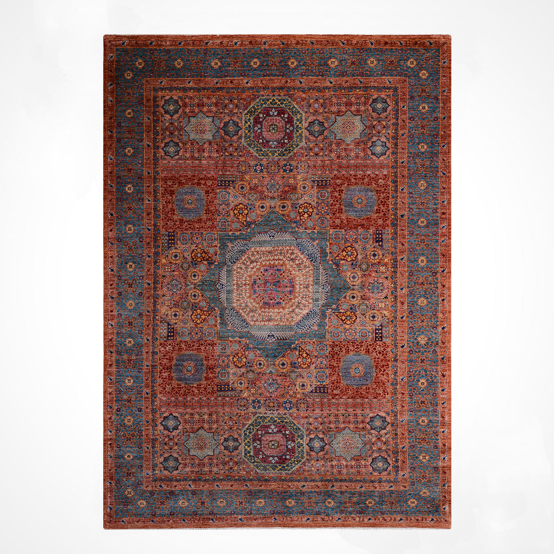 Memlük 50x50 Orijinal El Dokuması Turuncu Kök Boya Yün Halı 182x288 5.24 Metrekare - 6x10 ft