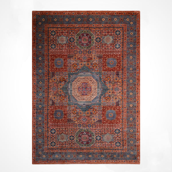 Memlük 50x50 Orijinal El Dokuması Turuncu Kök Boya Yün Halı 182x288 5.24 Metrekare - 6x10 ft