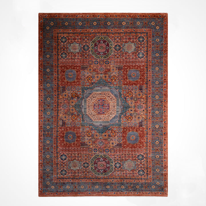 Memlük 50x50 Orijinal El Dokuması Turuncu Kök Boya Yün Halı 182x288 5.24 Metrekare - 6x10 ft
