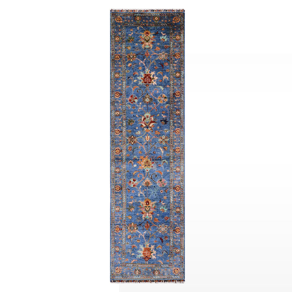 Sultani Binbirgece Yolluk Orijinal El Dokuması Lacivert Kök Boya Yün Halı 0.76x283 2.15 Metrekare - 3x10 ft