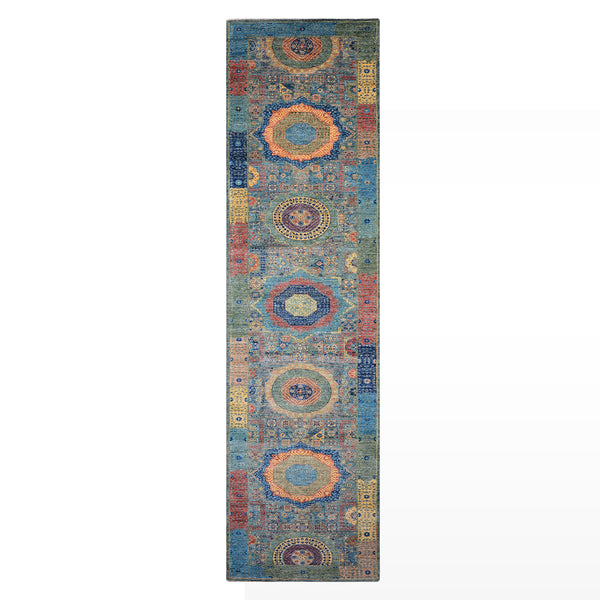 Memlük 50x50 Orijinal El Dokuması Yolluk Multi Kök Boya Yün Halı 0.80x397 3.18 Metrekare - 3x13 ft