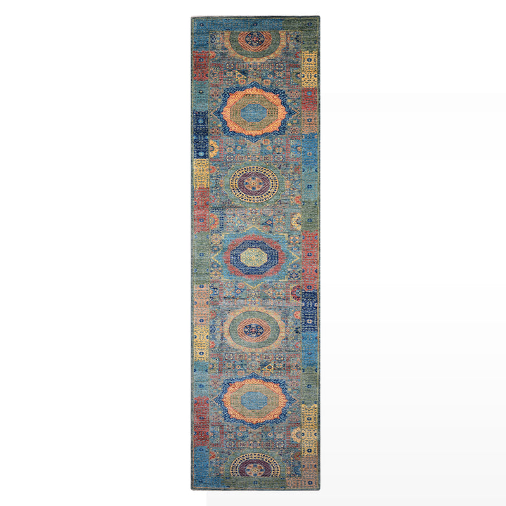 Memlük 50x50 Orijinal El Dokuması Yolluk Multi Kök Boya Yün Halı 0.80x397 3.18 Metrekare - 3x13 ft