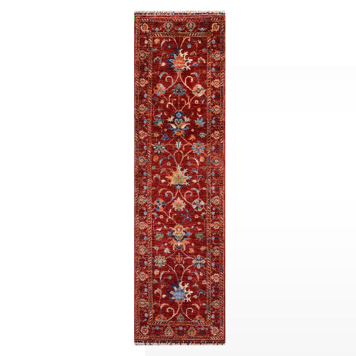 Sultani Binbirgece Yolluk Orijinal El Dokuması Kırmızı Kök Boya Yün Halı 0.80x253 2.02 Metrekare - 3x8 ft