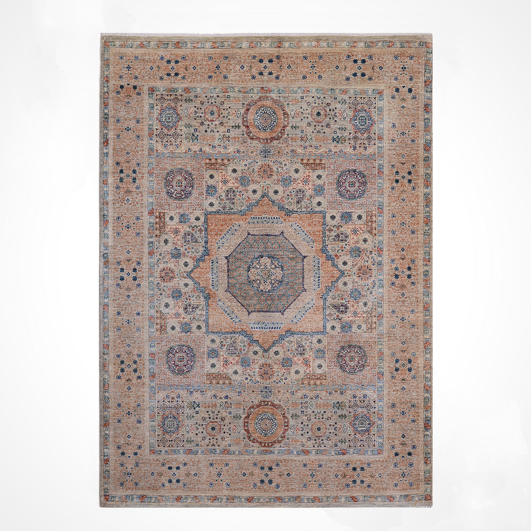 Memlük Orijinal El Dokuması Bej Kök Boya Yün Halı 151x201 3.04 Metrekare - 5x6 ft