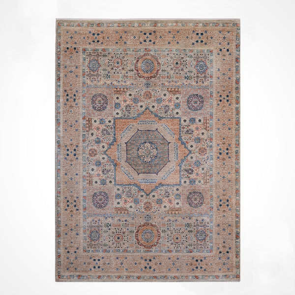 Memlük Orijinal El Dokuması Bej Kök Boya Yün Halı 151x201 3.04 Metrekare - 5x6 ft