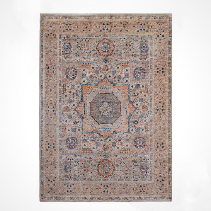 Memlük Orijinal El Dokuması Bej Kök Boya Yün Halı 151x201 3.04 Metrekare - 5x6 ft
