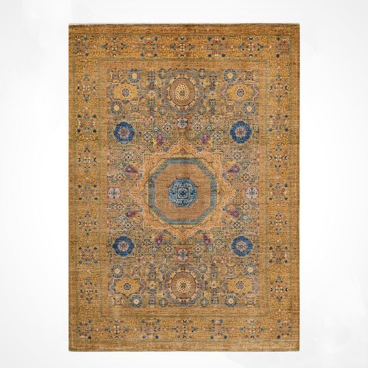 Memlük Orijinal El Dokuması Sarı Kök Boya Yün Halı 149x202 3.01 Metrekare - 5x6 ft