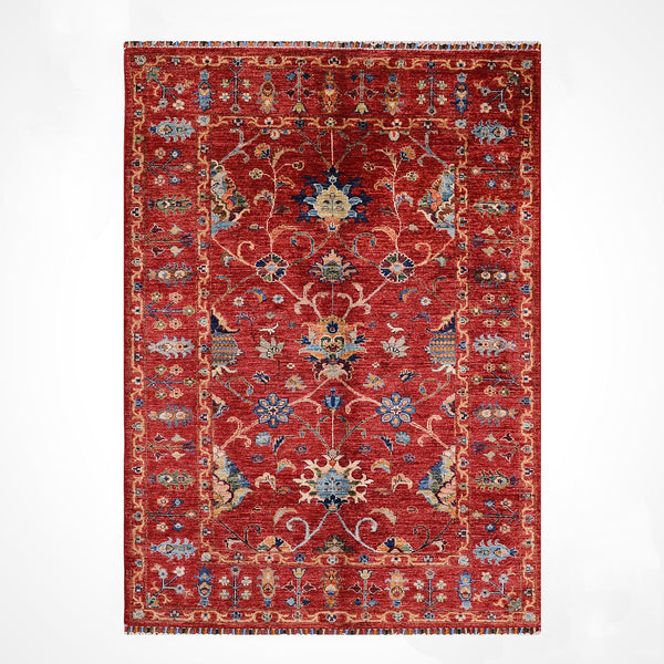 Sultani Binbirgece Orijinal El Dokuması Kırmızı Kök Boya Yün Halı 124x186 2.31 Metrekare - 4x6 ft