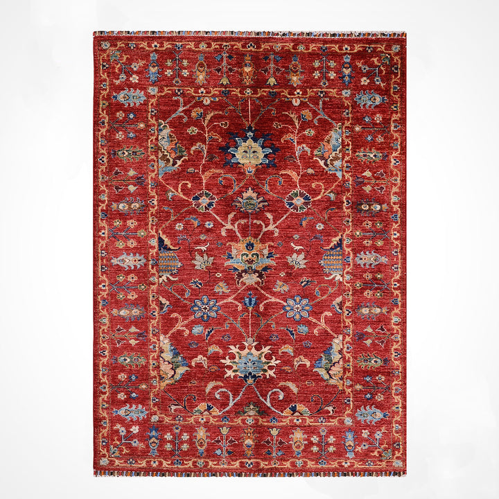 Sultani Binbirgece Orijinal El Dokuması Kırmızı Kök Boya Yün Halı 124x186 2.31 Metrekare - 4x6 ft