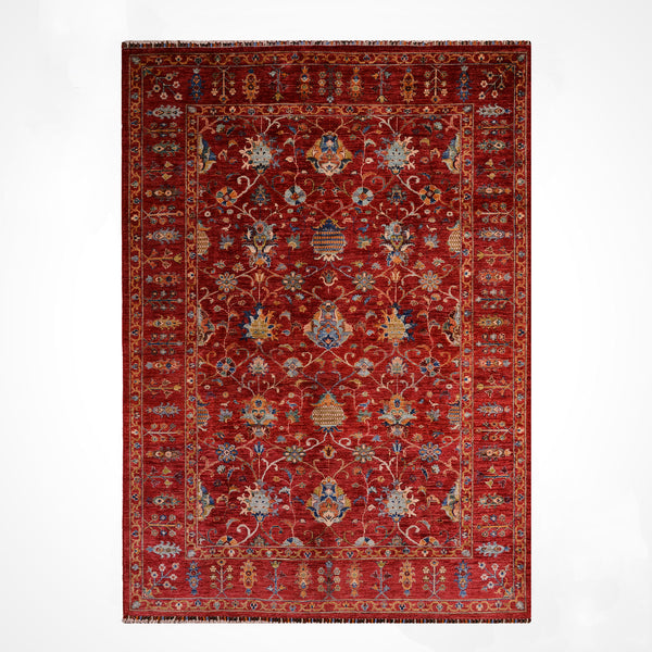 Sultani Binbirgece Orijinal El Dokuması Kırmızı Kök Boya Yün Halı 204x298 6.08 Metrekare - 7x10 ft