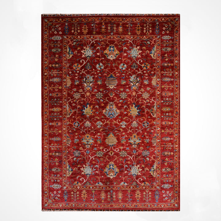 Sultani Binbirgece Orijinal El Dokuması Kırmızı Kök Boya Yün Halı 204x298 6.08 Metrekare - 7x10 ft