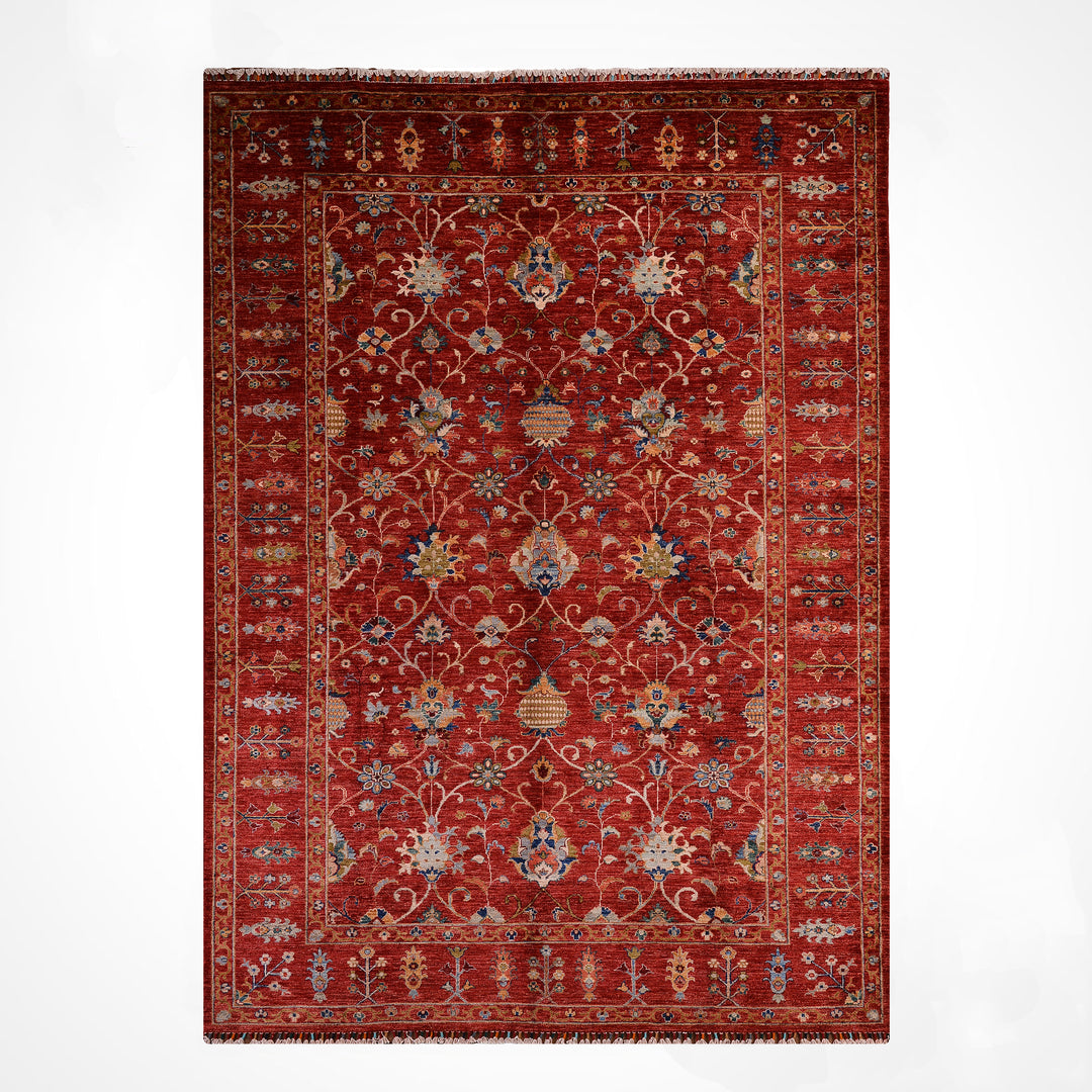 Sultani Binbirgece Orijinal El Dokuması Kırmızı Kök Boya Yün Halı 214x291 6.23 Metrekare - 7x10 ft