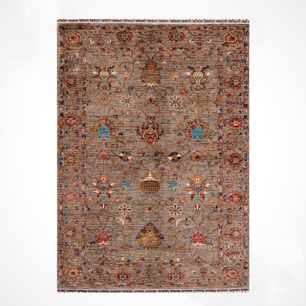 Sultani Binbirgece Orijinal El Dokuması Bej Kök Boya Yün Halı 123x186 2.29 Metrekare - 4x6 ft