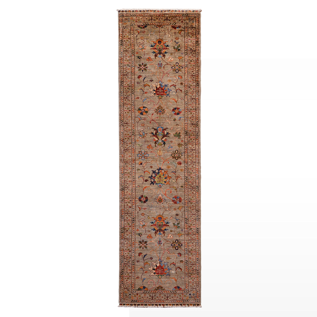 Sultani Binbirgece Yolluk Orijinal El Dokuması Bej Kök Boya Yün Halı 0.80x303 2.42 Metrekare - 3x10 ft
